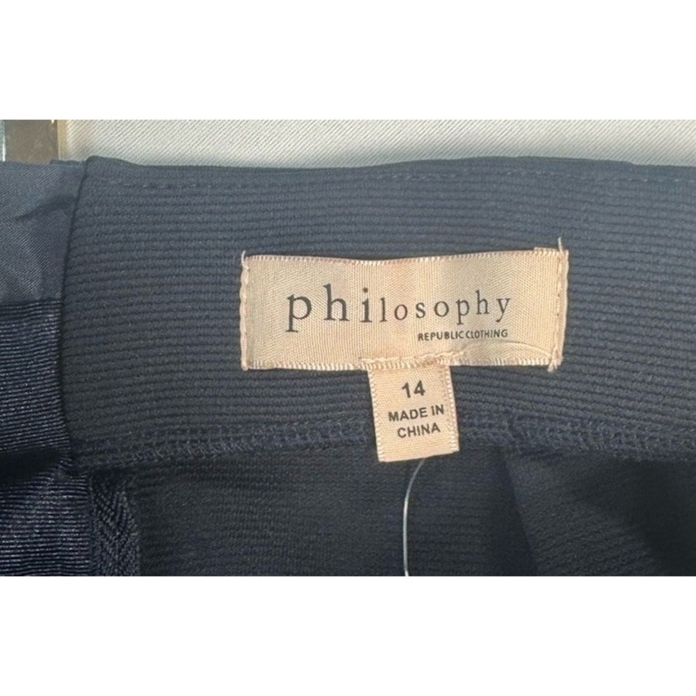 Philosophy Skirt 14 Large Navy Blue Gold Zipper Knee Length New With Tags - Picture 3 of 6